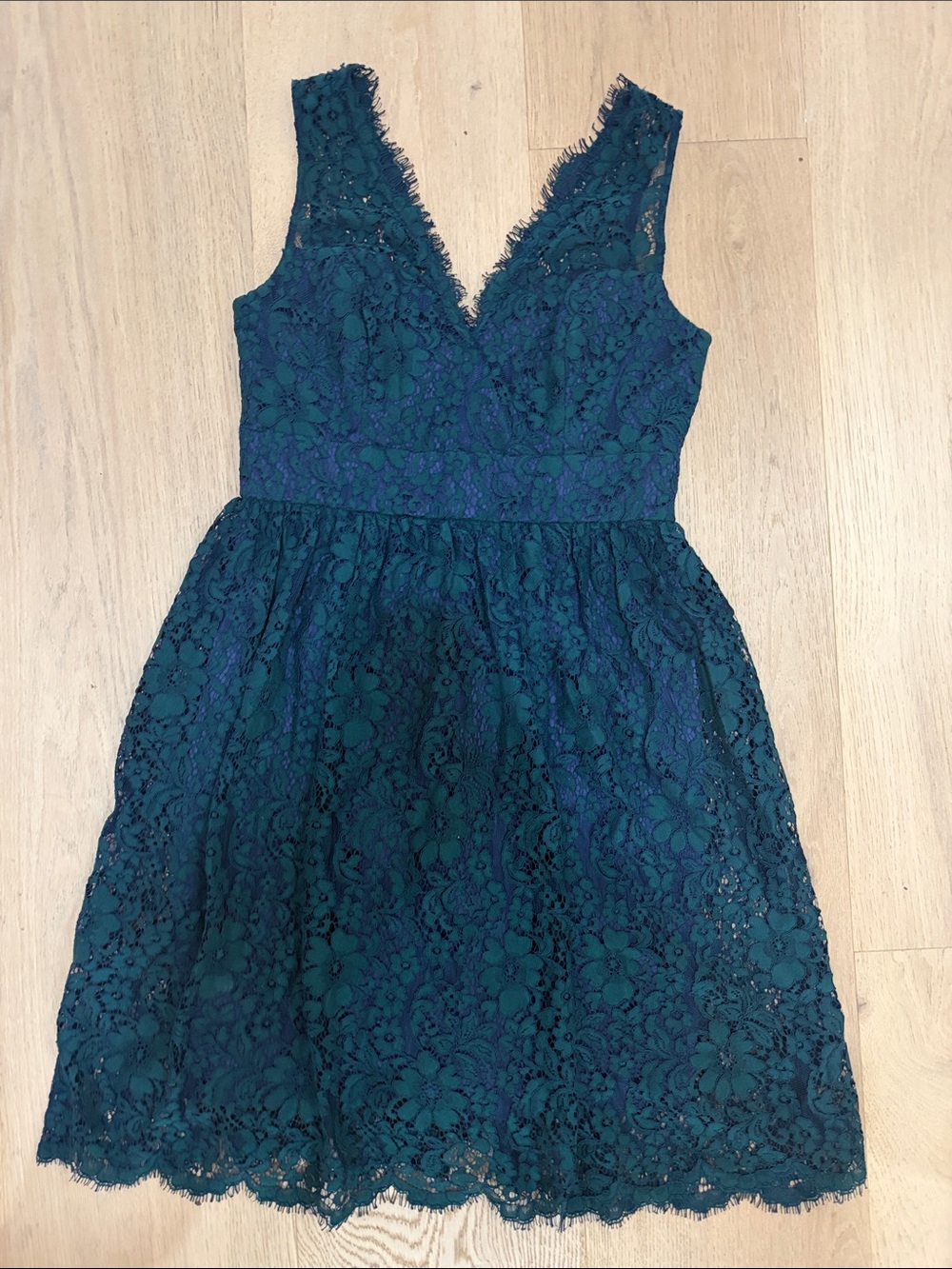 Eliza J Teal Green Lace V-Neck Party Dress